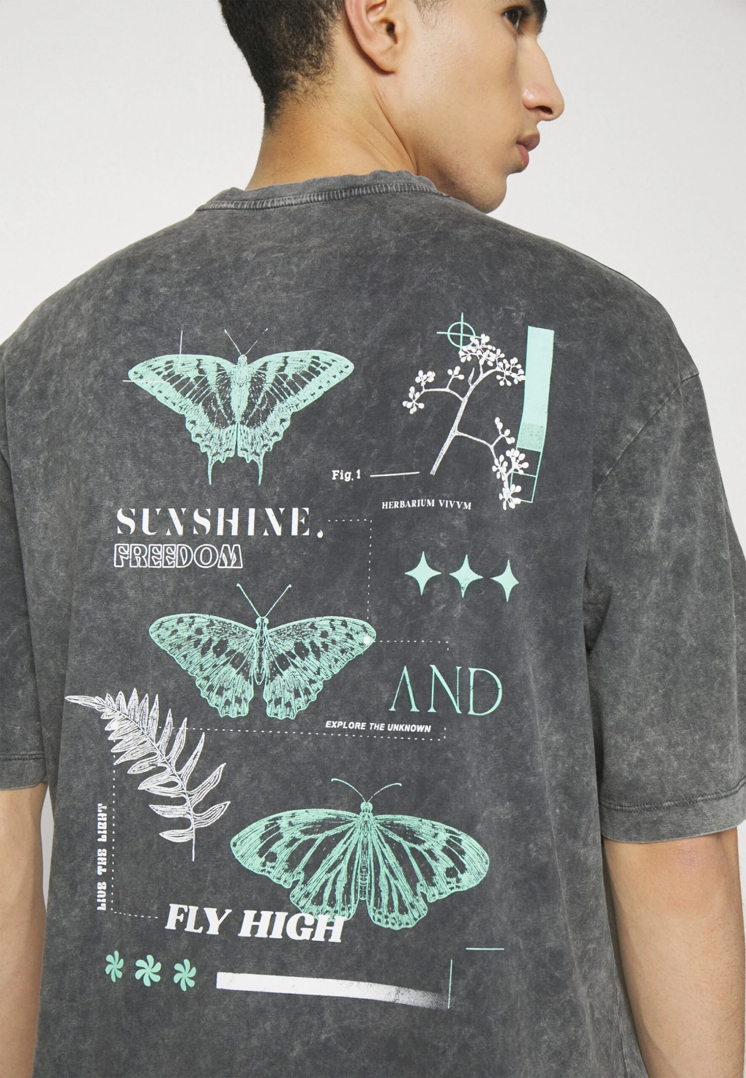 YOURTURN Unisex - T-Shirt Print - Mottled Black - Afbeelding 4