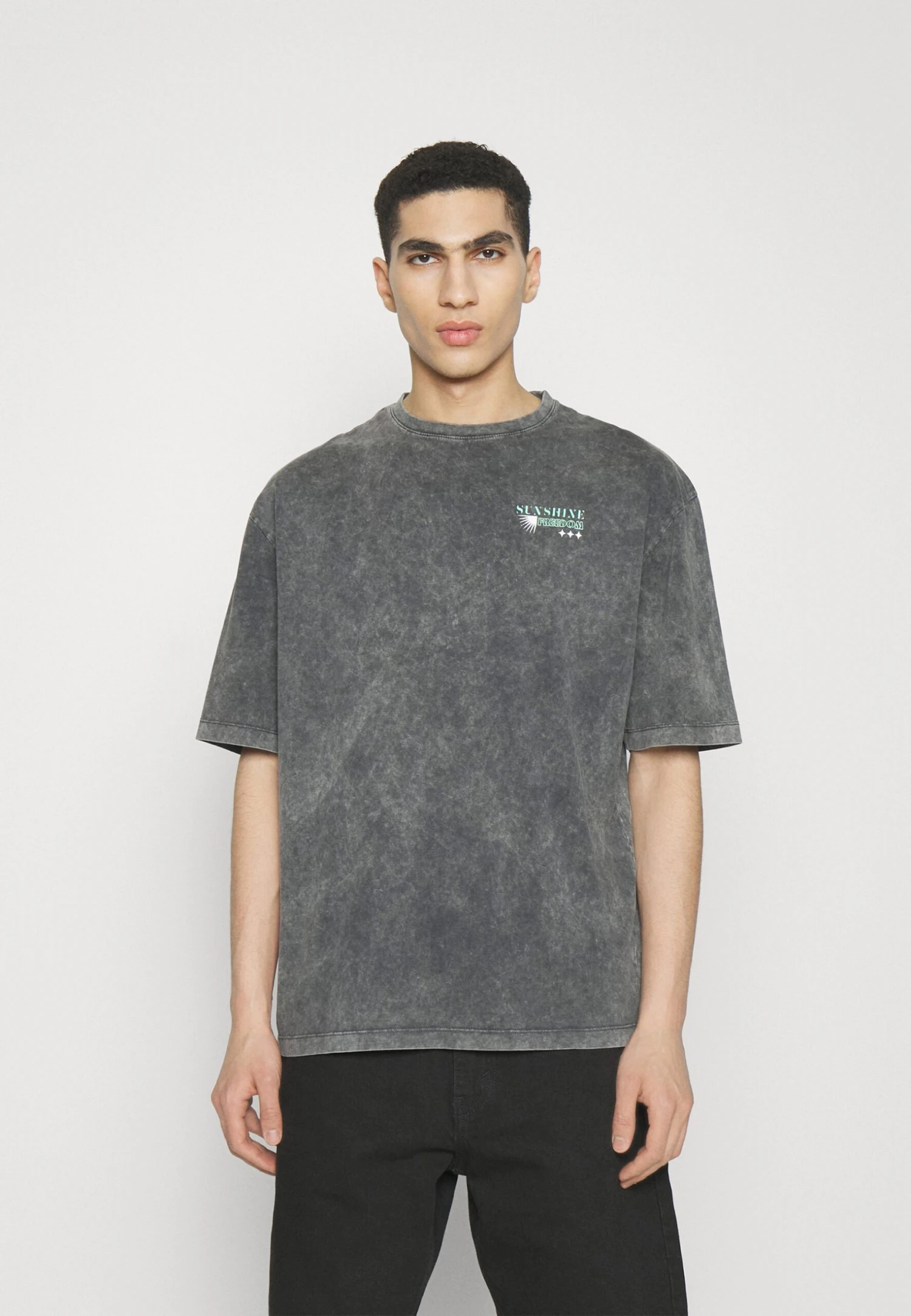 YOURTURN Unisex - T-Shirt Print - Mottled Black - Afbeelding 3