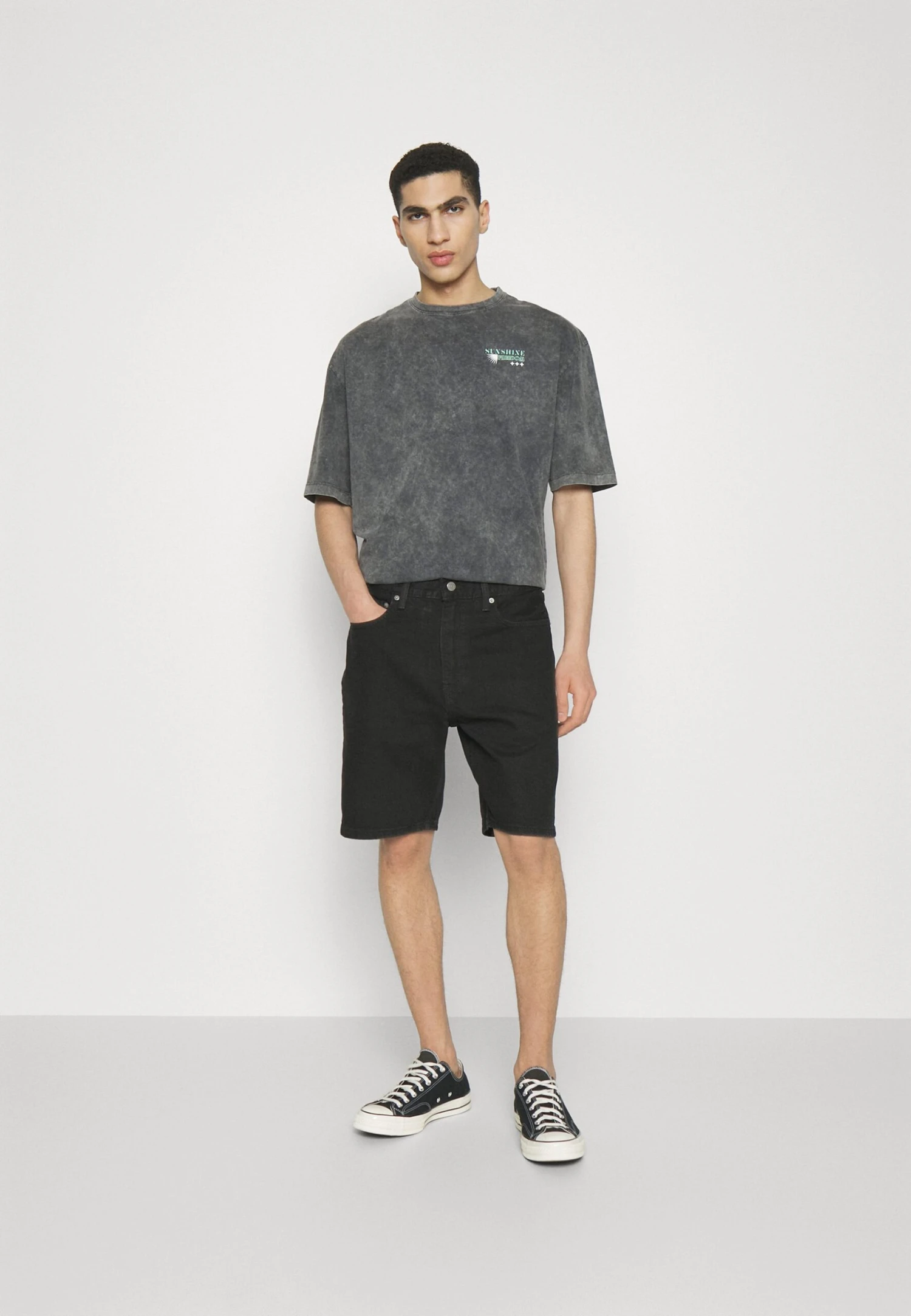 YOURTURN Unisex - T-Shirt Print - Mottled Black - Afbeelding 2